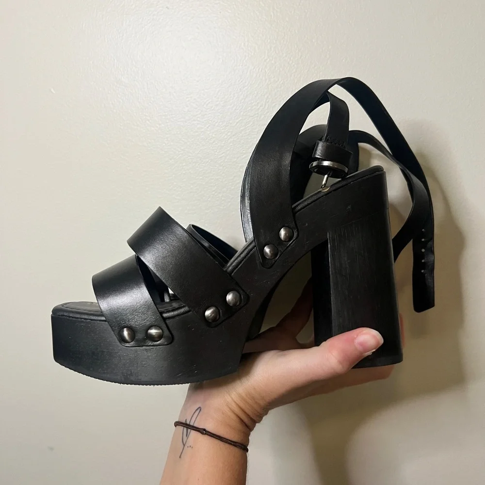 Sam Edelman Black Leather Platform Sandals